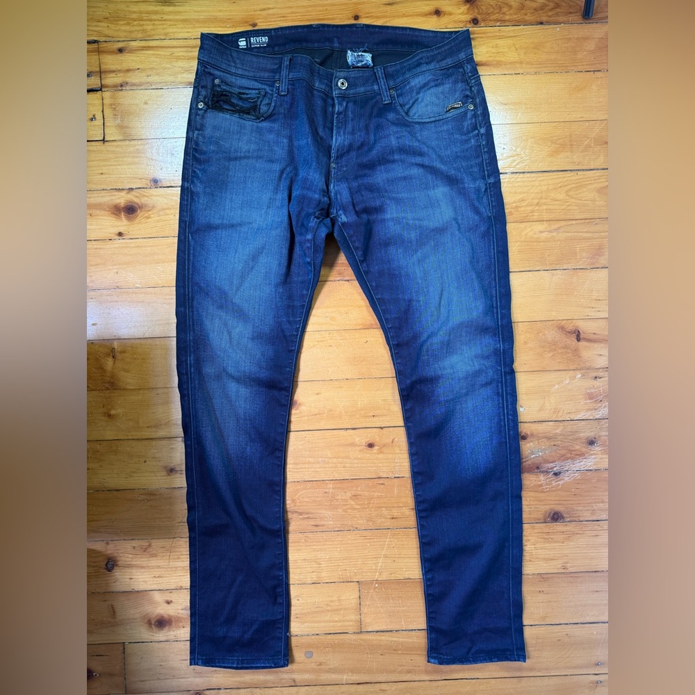 G-Star Raw Denim Jeans Revend Super Slim 36x32 Stretch Dark Wash